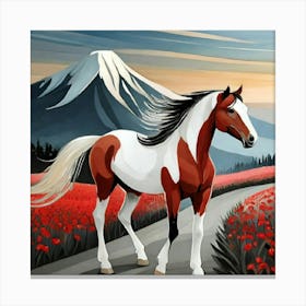 Caballo Parado En El Camino, Dibujo Canvas Print