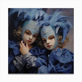 Two Boys In Blue Masks Canvas Print