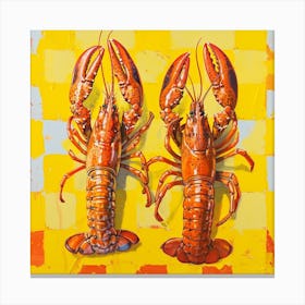 Lobster Yellow Checkerboard 3 Canvas Print
