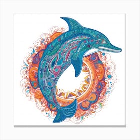 Dolphin In A Circle Canvas Print