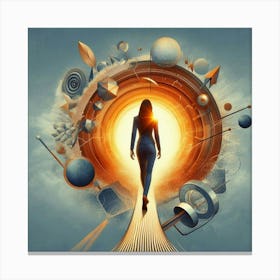 Woman Walking Through A Portal Canvas Print