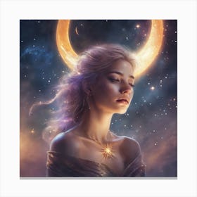 Woman With A Crescent Moon Canvas Print