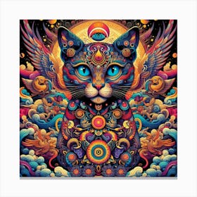 Psychedelic Cat 5 Canvas Print