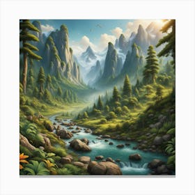 River In The Mountains Canvas Print