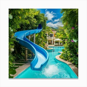 Water Slide In Tropical Garden Canvas Print