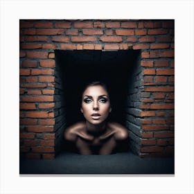 Woman In A Brick Wall 1 Canvas Print