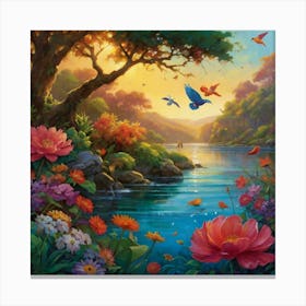 Sunrise By The Lake Canvas Print