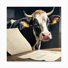 Cow Drawing 14 Canvas Print