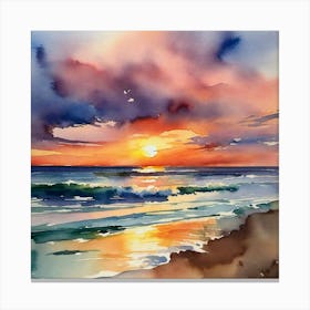 Sunset Watercolor Painting 2 Canvas Print