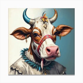 Cow With Horns 8 Canvas Print