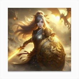 Chinese Girl With Sword Canvas Print