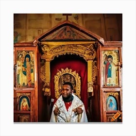 Priest In A Church Canvas Print