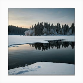 Frozen Lake In Winter Canvas Print