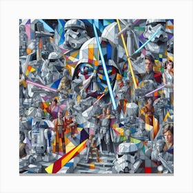 Star Wars Mosaic, a cubist collage of Star Wars characters and scenes Canvas Print