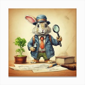 Rabbit Detective 1 Canvas Print