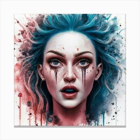 Girl With Blue Hair 5 Canvas Print