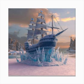 Beautiful ice sculpture in the shape of a sailing ship 29 Canvas Print