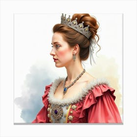 Queen Elizabeth I In A Stunning Watercolor Style, Rich In Royal Elegance 1 Canvas Print