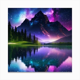 Galaxy And Mountains Canvas Print