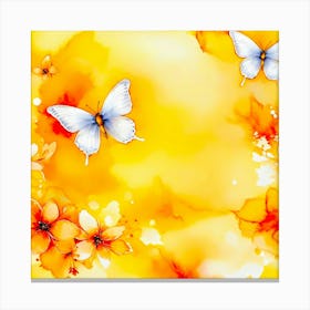 Yellow Flowers With Butterflies Canvas Print