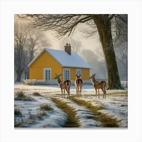 Deer In The Snow Canvas Print