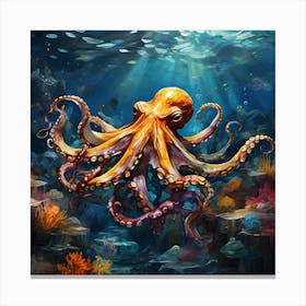 Octopus In The Sea Canvas Print