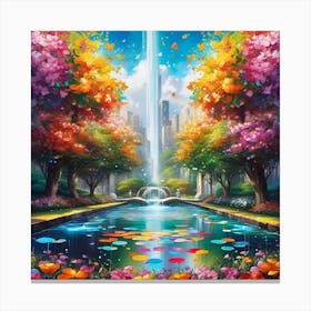 Fountain In The Park Canvas Print