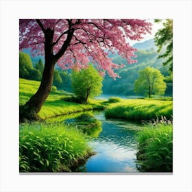 River In Spring Canvas Print