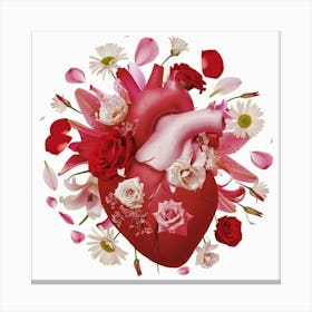 Heart With Flowers Canvas Print