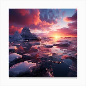 Icebergs In The Water Canvas Print