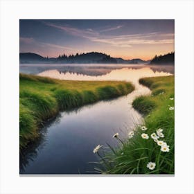 Sunrise Over A Lake 4 Canvas Print