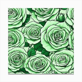 Green Roses Seamless Pattern 2 Canvas Print