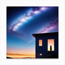 House At Night Stock Canvas Print