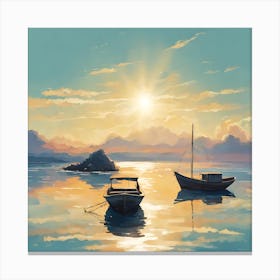 Boats At Sunset Canvas Print