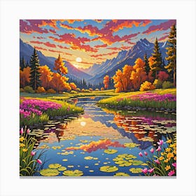 Sunset By The Lake Canvas Print