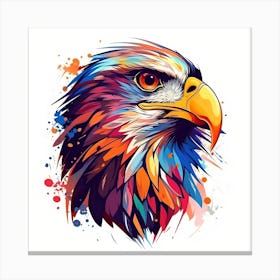 Watercolour Painting Eagle With Blue Red Face,A watercolor painting of an eagle with a blue and red face Canvas Print