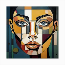 Geometric Elegance: Abstract Female Portrait Canvas Print