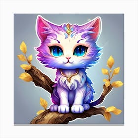 Cute Kitten On A Tree Branch 3 Canvas Print