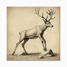 Deer Drawing 13 Canvas Print