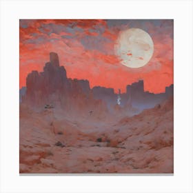 Blood In The Desert Red Sky And Sad Moon 929182110 Canvas Print