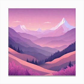 Misty mountains background in purple tone 48 Canvas Print