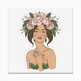 Asian Woman With Flowers Canvas Print