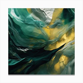 Emerald Gold Flow 17 Canvas Print