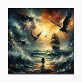 Ship In The Storm Canvas Print