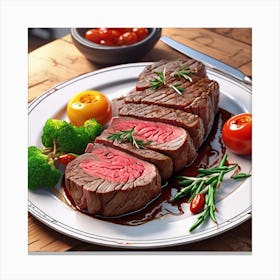 Steak On A Plate 12 Canvas Print