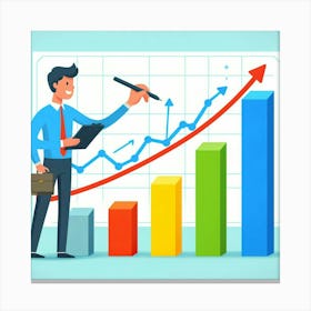 Businessman Pointing At Graph Canvas Print