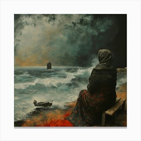 Melancholic Woman by the Sea # 3 Canvas Print