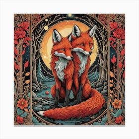 Red Foxes Canvas Print