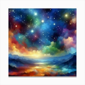 Sky With Stars And Clouds Canvas Print