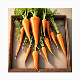 Carrots In A Wooden Frame 2 Canvas Print